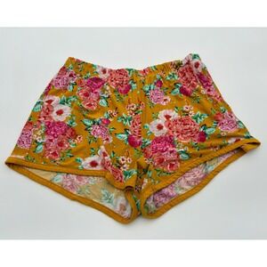 Bobbie Brooks Shorts BOHO Womens 2X Yellow vintage look Floral Print Loungewear